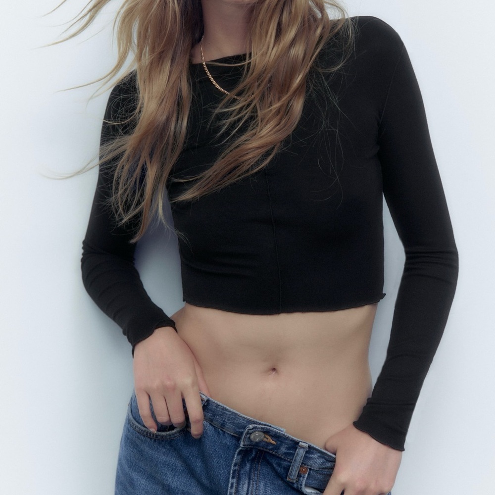 Zara Khaki viscose t-shirt